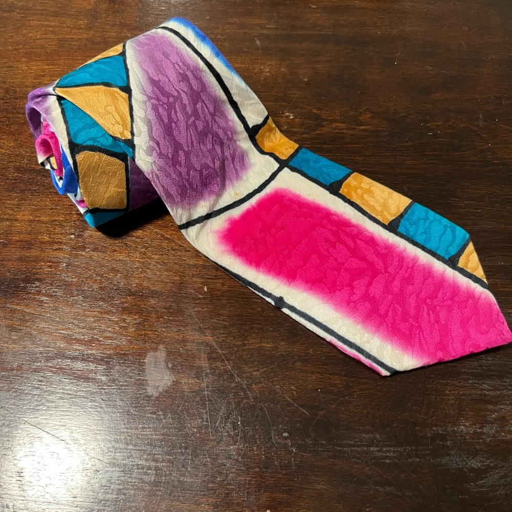 Vintage Robert Daskal handpainted silk tie